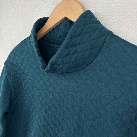 LL BEAN Sweatshirt Womens S Diamond Quilted Mockneck Pullover Blue - Picture 5 of 14